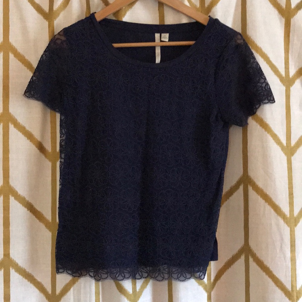 Great navy blue lace shirt!